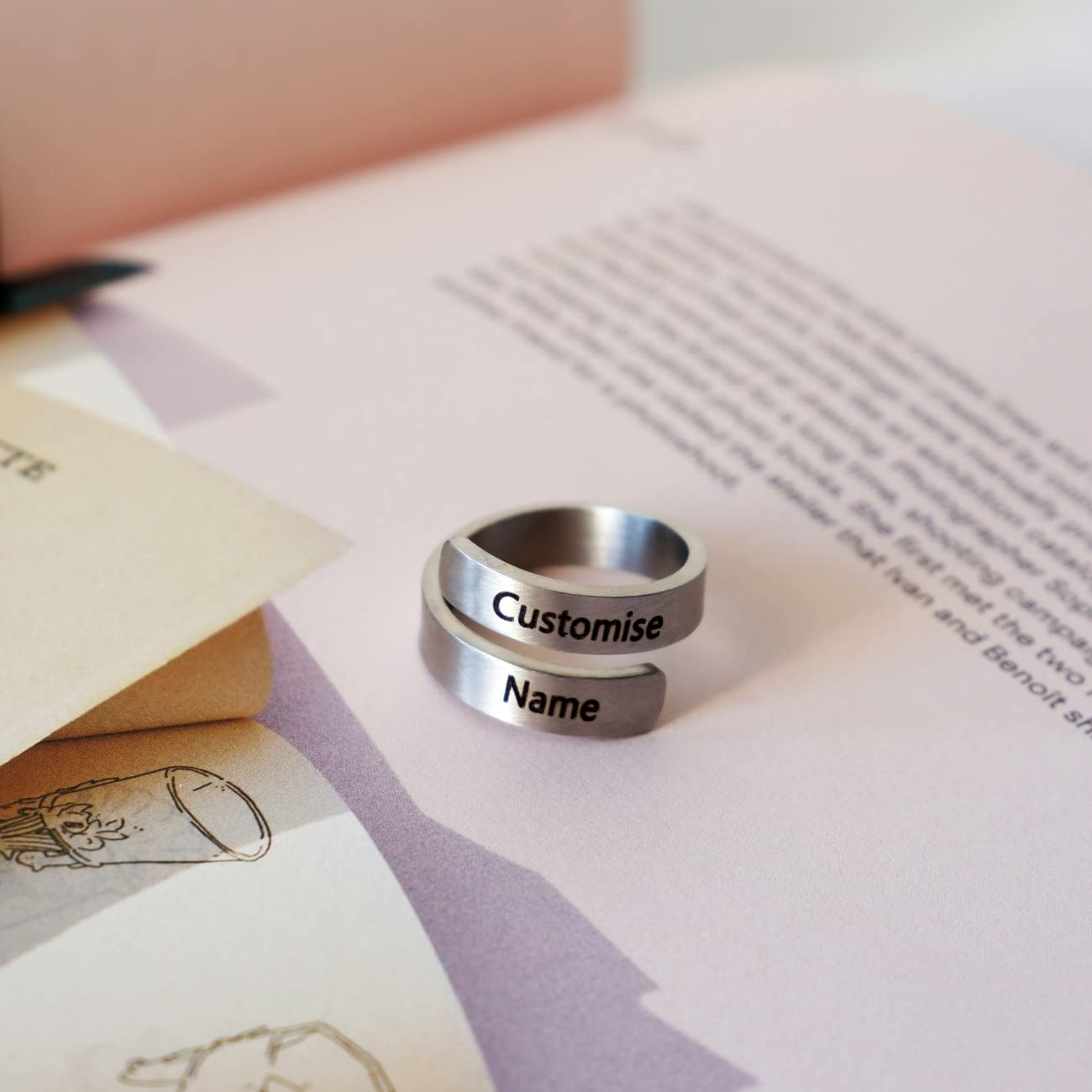 Personalized Engraved Dual Name Adjustable Ring - Creative Collection