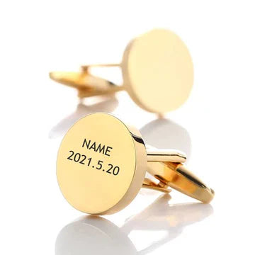 Engraved Round Name Cufflink - Creative Collection