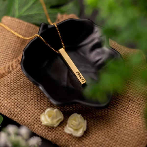 3D Engraved Bar Necklace - Creative Collection