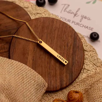 3D Engraved Bar Necklace - Creative Collection