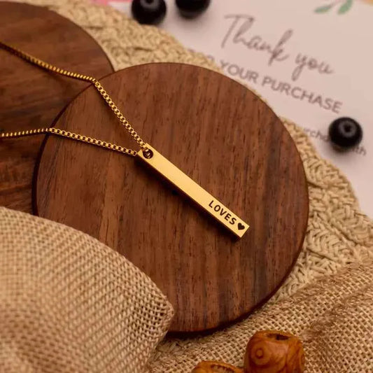 3D Engraved Bar Necklace - Creative Collection