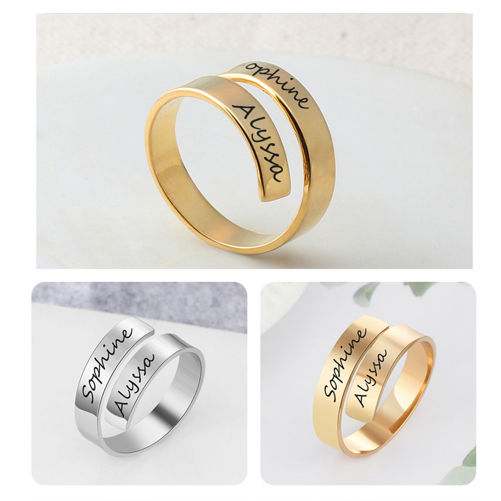 Personalized Engraved Dual Name Adjustable Ring - Creative Collection