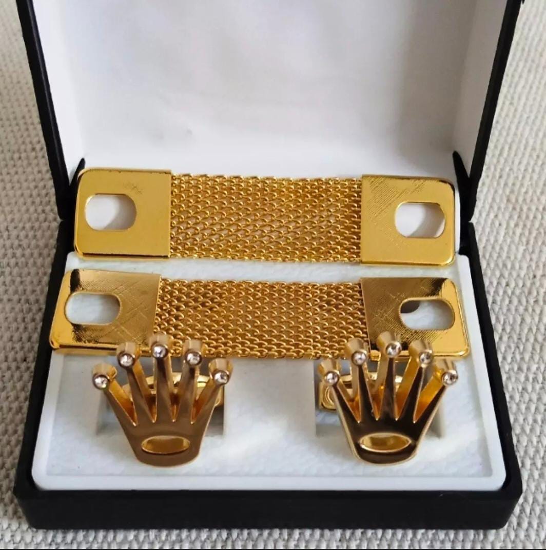 Rolex Crown Cufflinks With Chain - Creative Collection
