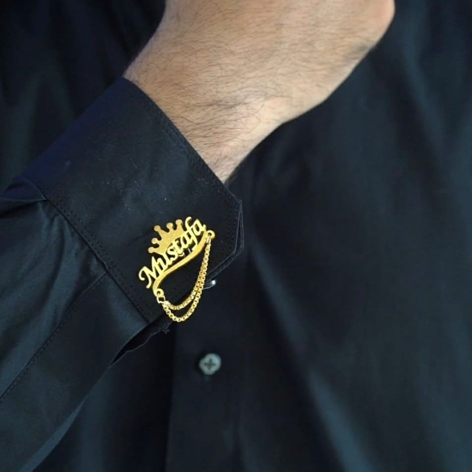 Customize Name Cufflinks With Chain - Creative Collectionshop_this_look_AVdw3f