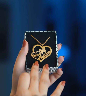 Heart Name Necklace with butterfly - Creative Collection