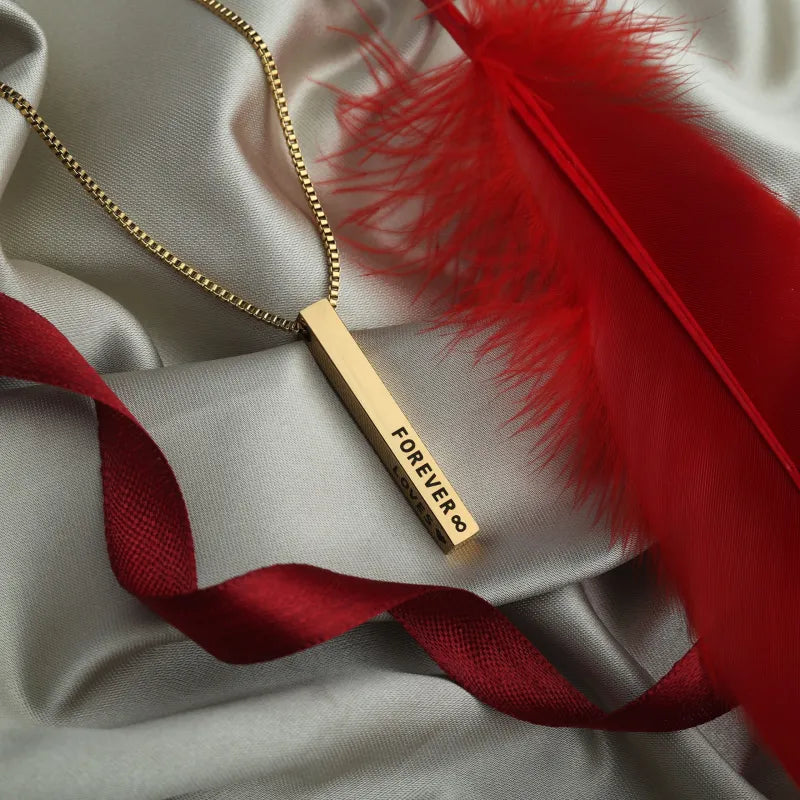 3D Engraved Bar Necklace - Creative Collection