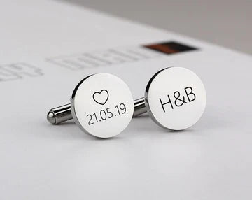 Engraved Round Name Cufflink - Creative Collection