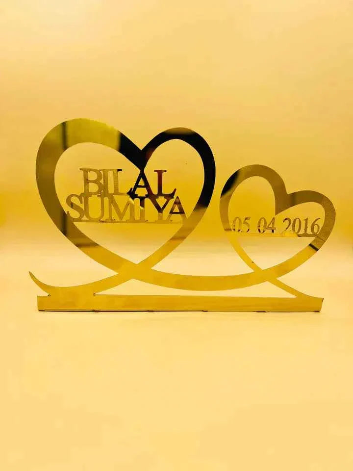 Double Heart Name Stand with Date - Creative Collection