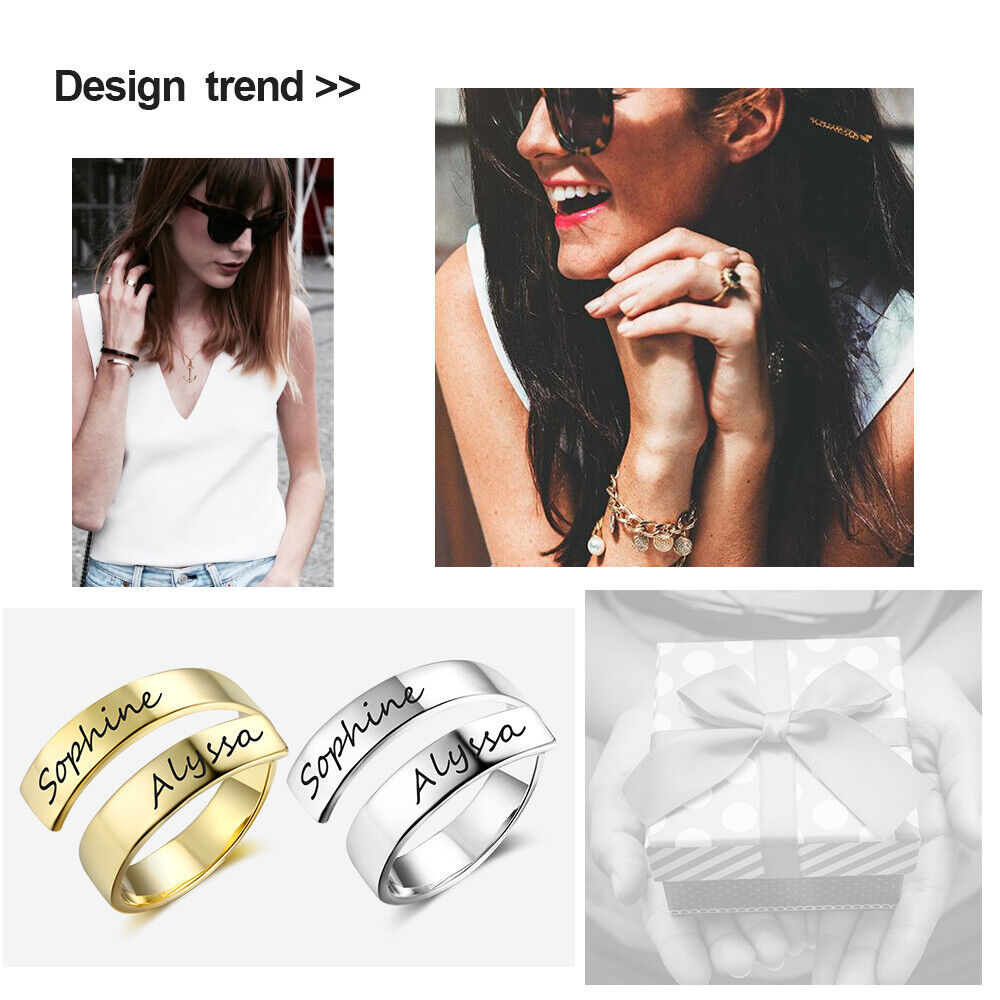 Personalized Engraved Dual Name Adjustable Ring - Creative Collection