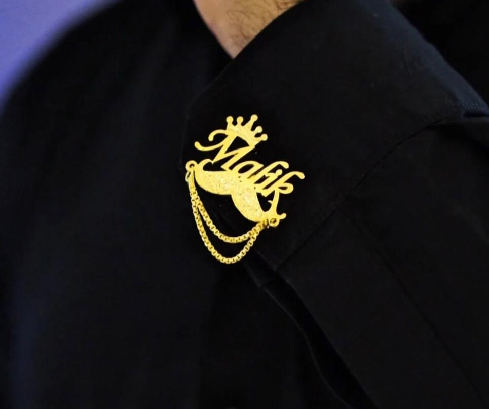 Customise Name Cufflink with Chain & Crown - Creative Collection